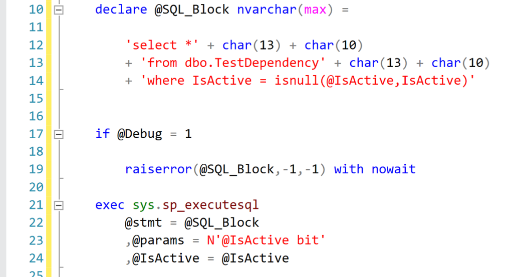 dynamic sql code